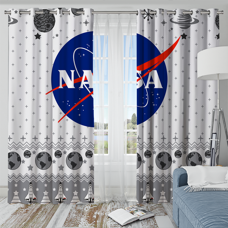 USA NASA Ugly Christmas Window Curtain