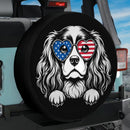 Patriotic Cavalier USA Flag Heart Sunglasses Car Spare Tire Cover