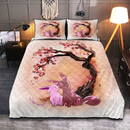 Umbreon And Espeon Eevee Evolution Pokemon Couple Cherry Blossom Quilt Bed Sets