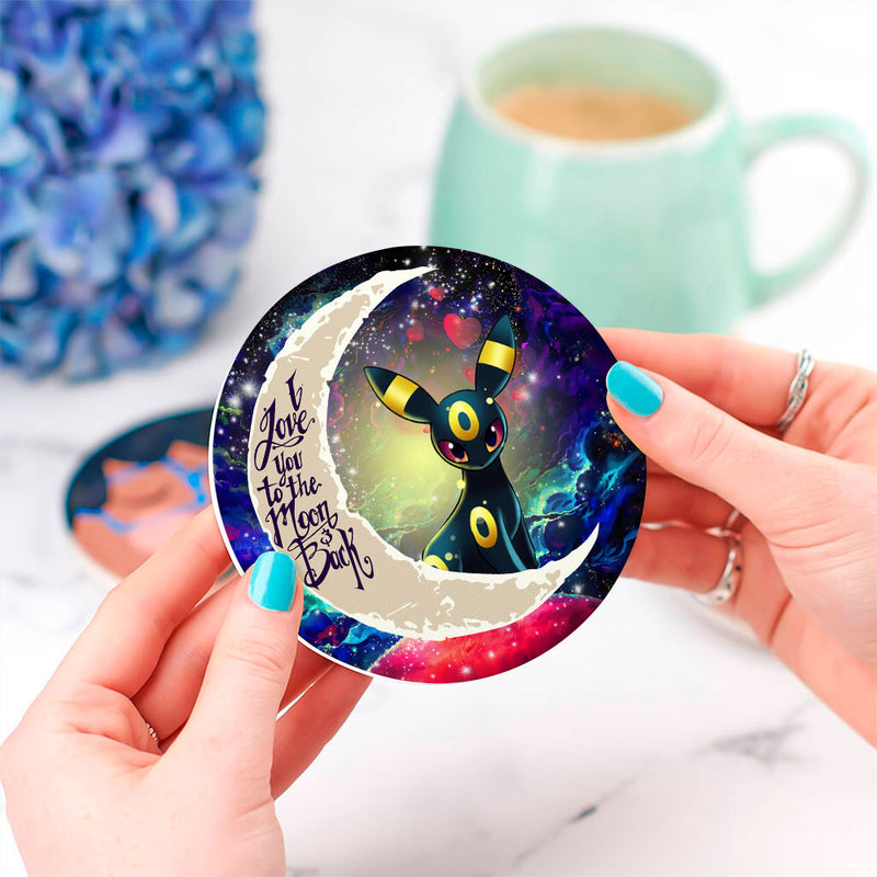 Umbreon Eevee Evolution Pokemon Love You To The Moon Galaxy Ceramic Decor Coaster - Gift Idea