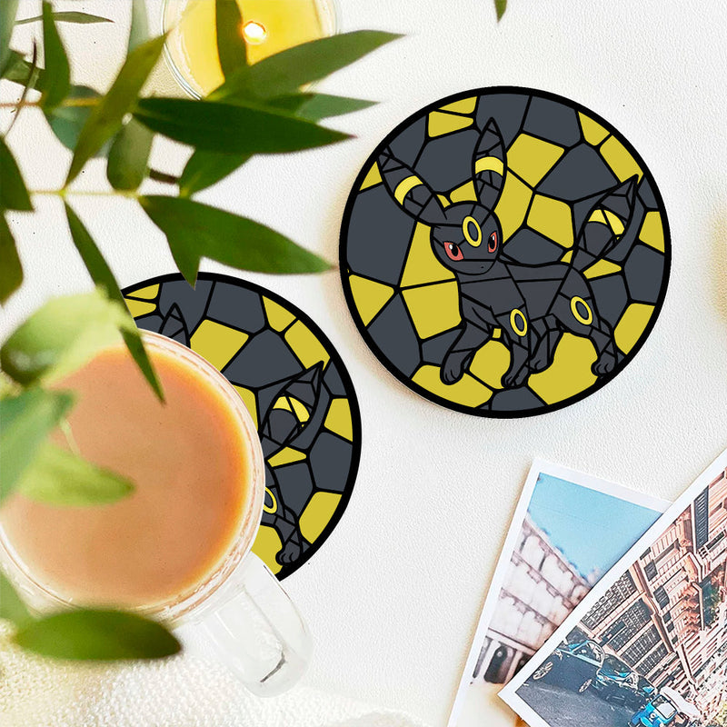 Umbreon Eevee Evolution Pokemon Stained Glass Decor Coaster - Gift Idea