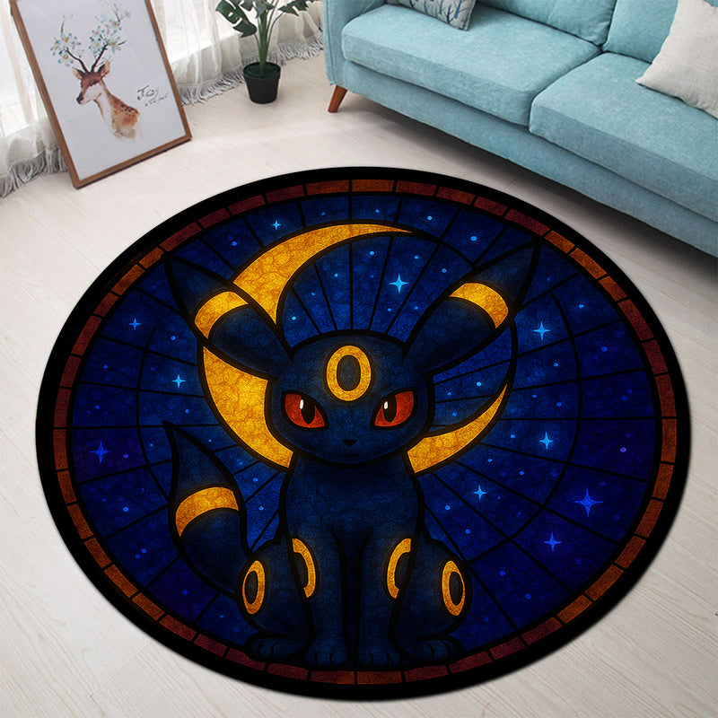 Umbreon Pokemon Stained Glass Round Rug