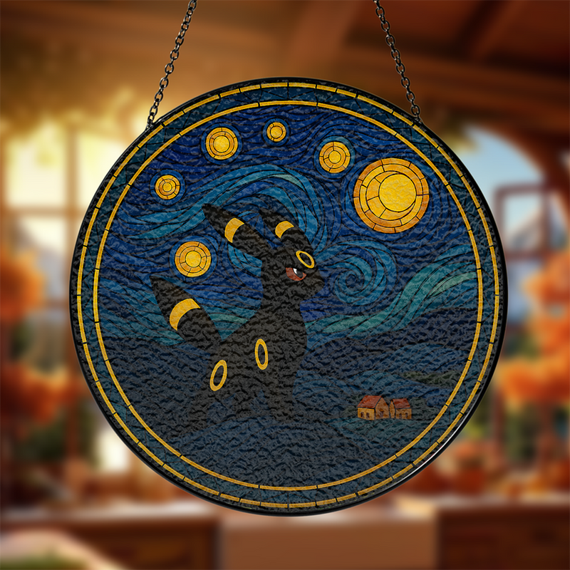 Umbreon Starry Night Stained Glass Suncatcher