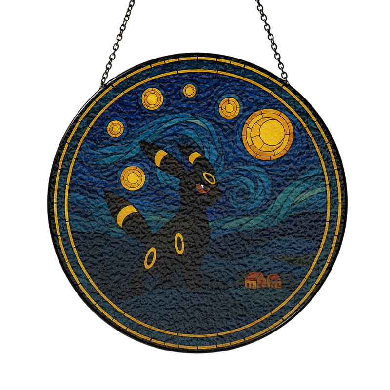 Umbreon Starry Night Stained Glass Suncatcher