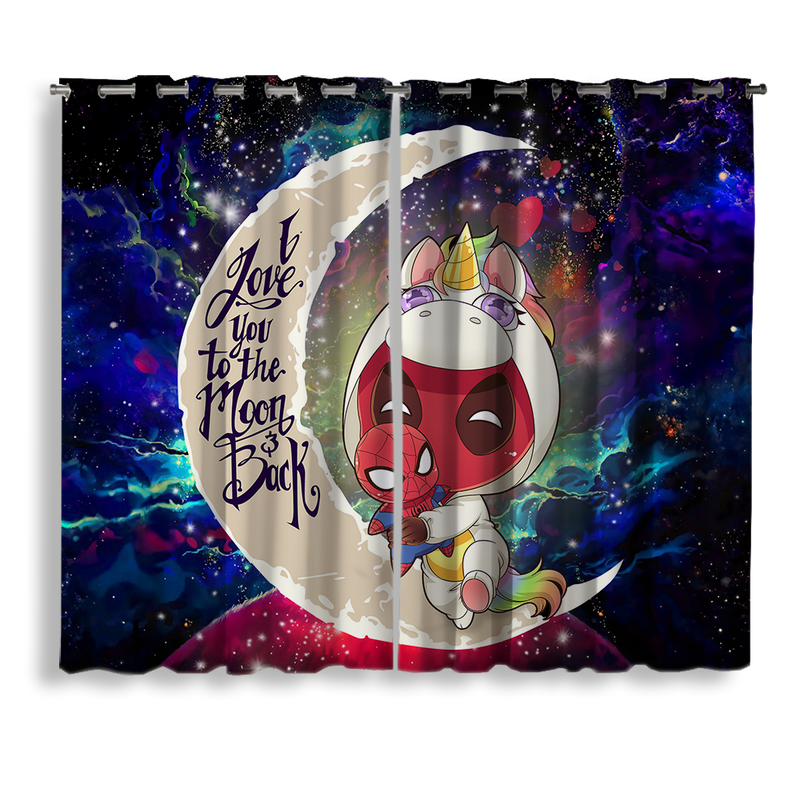 Unicorn Deadpool And Spiderman Avenger Love You To The Moon Galaxy Window Curtain