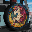 Unicorn Moon Stained Glass Jeep Car Spare Tire Cover