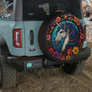 Unicorn Flower Stained Glass Jeep Car Spare Tire Cover