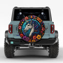Unicorn Flower Stained Glass Jeep Car Spare Tire Cover