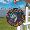 Unicorn Flower Stained Glass Suncatcher