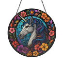 Unicorn Flower Stained Glass Suncatcher