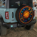 Universe Acrylic Saturn Solar System Stained Glass Jeep Car Spare Tire Cover