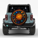 Universe Acrylic Saturn Solar System Stained Glass Jeep Car Spare Tire Cover