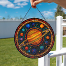 Universe Acrylic Saturn Solar System Stained Glass Suncatcher