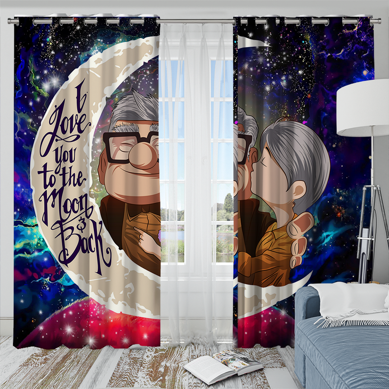 Up Couple Love You To The Moon Galaxy Window Curtain