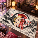 Usagi x Rei Sailor Moon Japan Ink Style Rectangular Area Rug