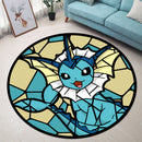Vaporeon Eevee Evolution Pokemon Stained Glass Round Rug