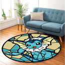 Vaporeon Eevee Evolution Pokemon Stained Glass Round Rug