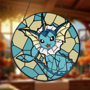 Vaporeon Eevee Evolution Pokemon Round Stained Glass Suncatcher