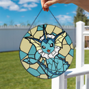 Vaporeon Eevee Evolution Pokemon Round Stained Glass Suncatcher