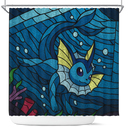 Vaporeon Pokemon Stained Glass Shower Curtain