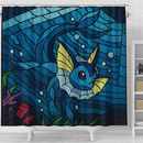 Vaporeon Pokemon Stained Glass Shower Curtain