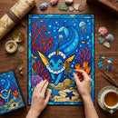 Vaporeon Pokemon Stained Glass Jigsaw Puzzle