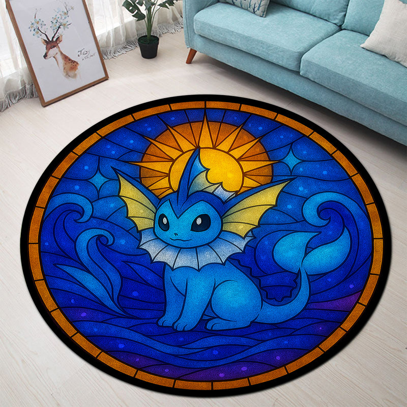 Pokemon Rug Round Vaporeon Pokemon Sun Stained Glass Round Rug