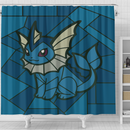 Vaporeon Pokemon Stained Glass Shower Curtain