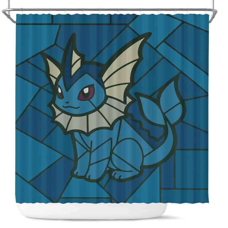 Vaporeon Pokemon Stained Glass Shower Curtain