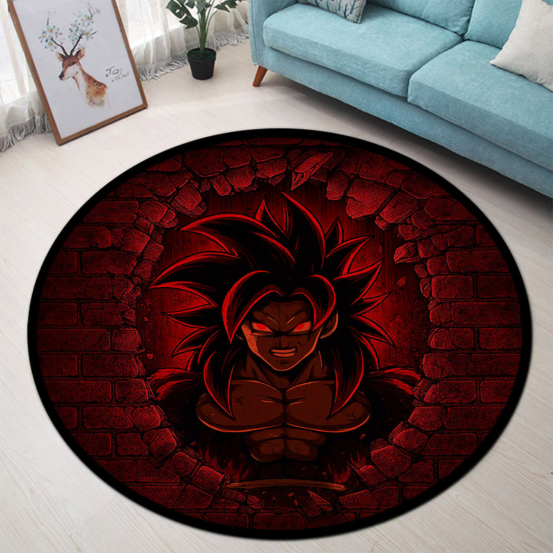 Goku Super Saiyan 4 Break Wall Round Rug