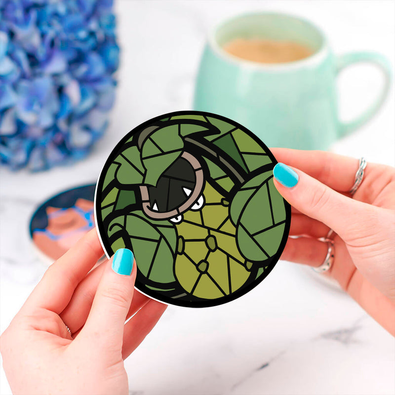 Victreebell Pokemon Stained Glass Decor Coaster - Gift Idea