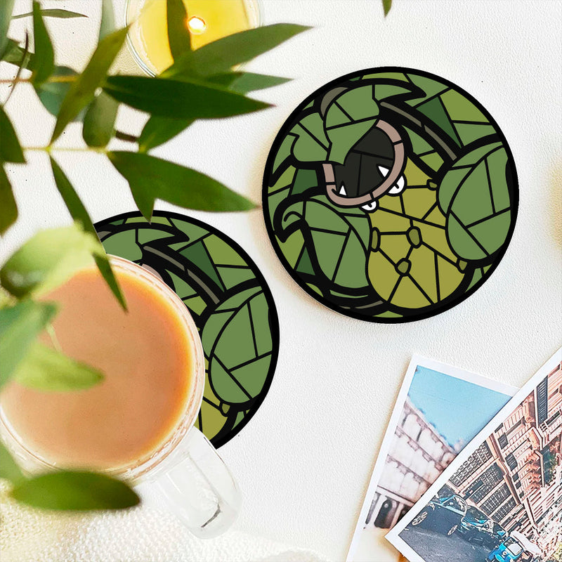 Victreebell Pokemon Stained Glass Decor Coaster - Gift Idea