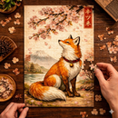 Vintage Fox & Cherry Blossom Jigsaw Puzzle