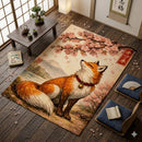 Japan Fox Under Cherry Blossom Rectangular Area Rug