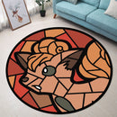 Vulpix Pokemon Stained Glass Round Rug