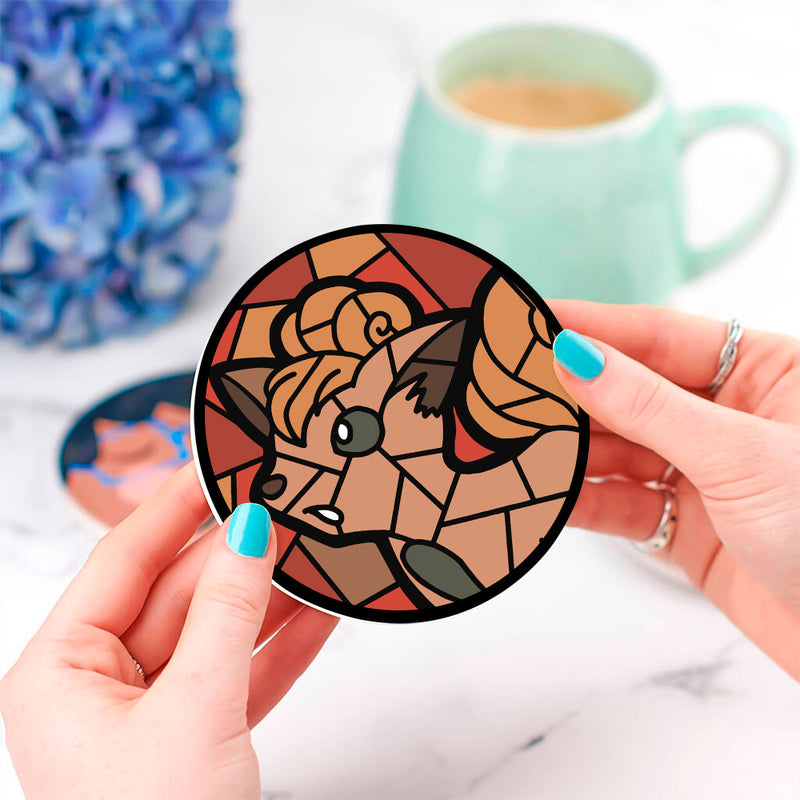 Vulpix Pokemon Stained Glass Decor Coaster - Gift Idea