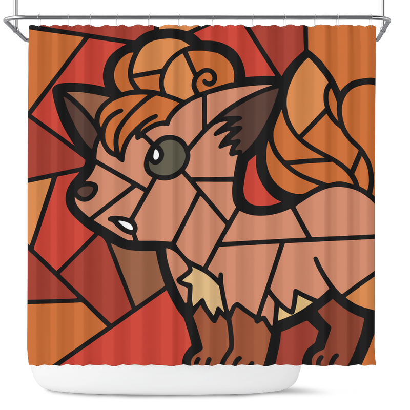 Vulpix Pokemon Stained Glass Shower Curtain