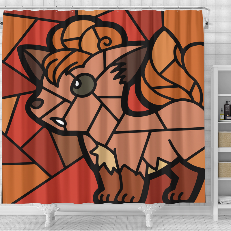 Vulpix Pokemon Stained Glass Shower Curtain