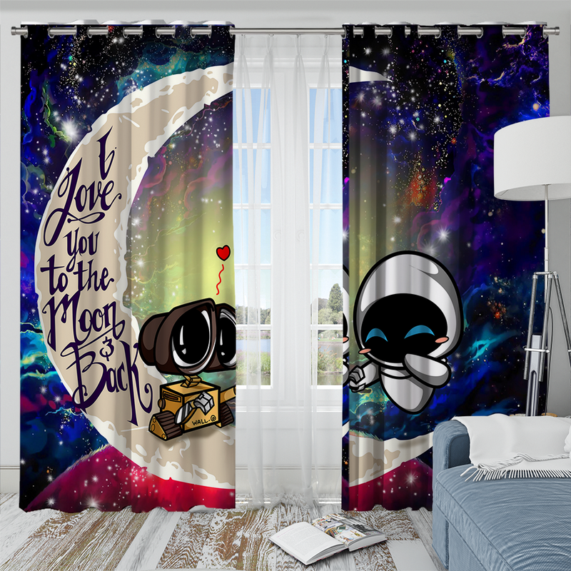 Wall E Couple Love You To The Moon Galaxy Window Curtain