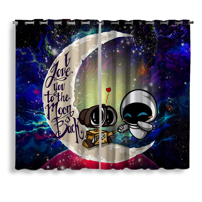 Wall E Couple Love You To The Moon Galaxy Window Curtain