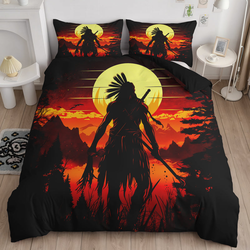 Native Spirit Sunset Warrior Silhouette Bedding Set