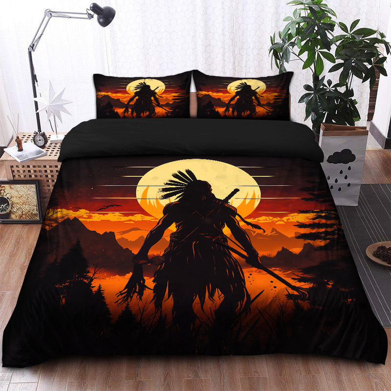 Native Spirit Sunset Warrior Silhouette Bedding Set