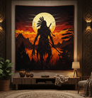 Warrior Silhouette In Front Of The Sun Quilt Blanket