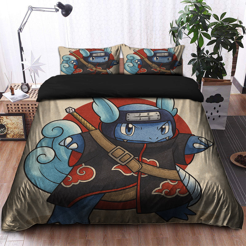 Wartortle Pokeon X Akatsuki Naruto Bedding Set