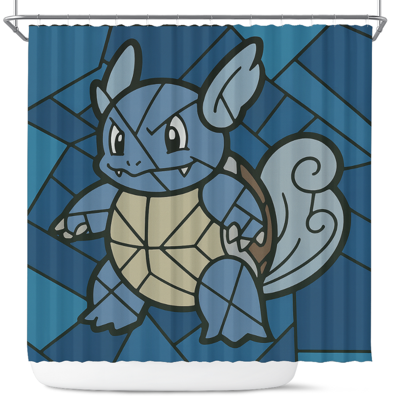 Wartortle Stained Glass Pokemon Shower Curtain