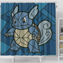 Wartortle Stained Glass Pokemon Shower Curtain