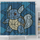 Wartortle Pokemon Stained Glass Shower Curtain