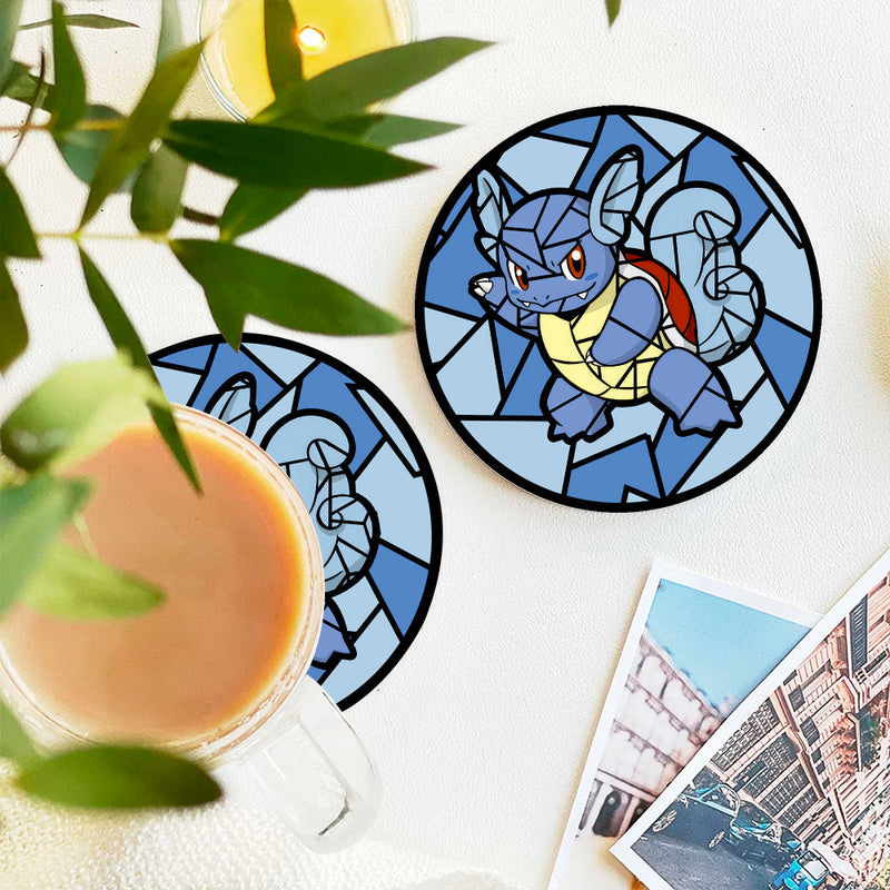 Wartortle Pokemon Stained Glass Decor Coaster - Gift Idea