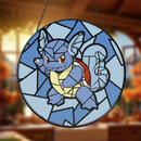 Wartortle Pokemon Round Stained Glass Suncatcher