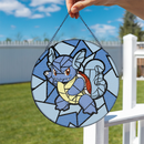 Wartortle Pokemon Round Stained Glass Suncatcher